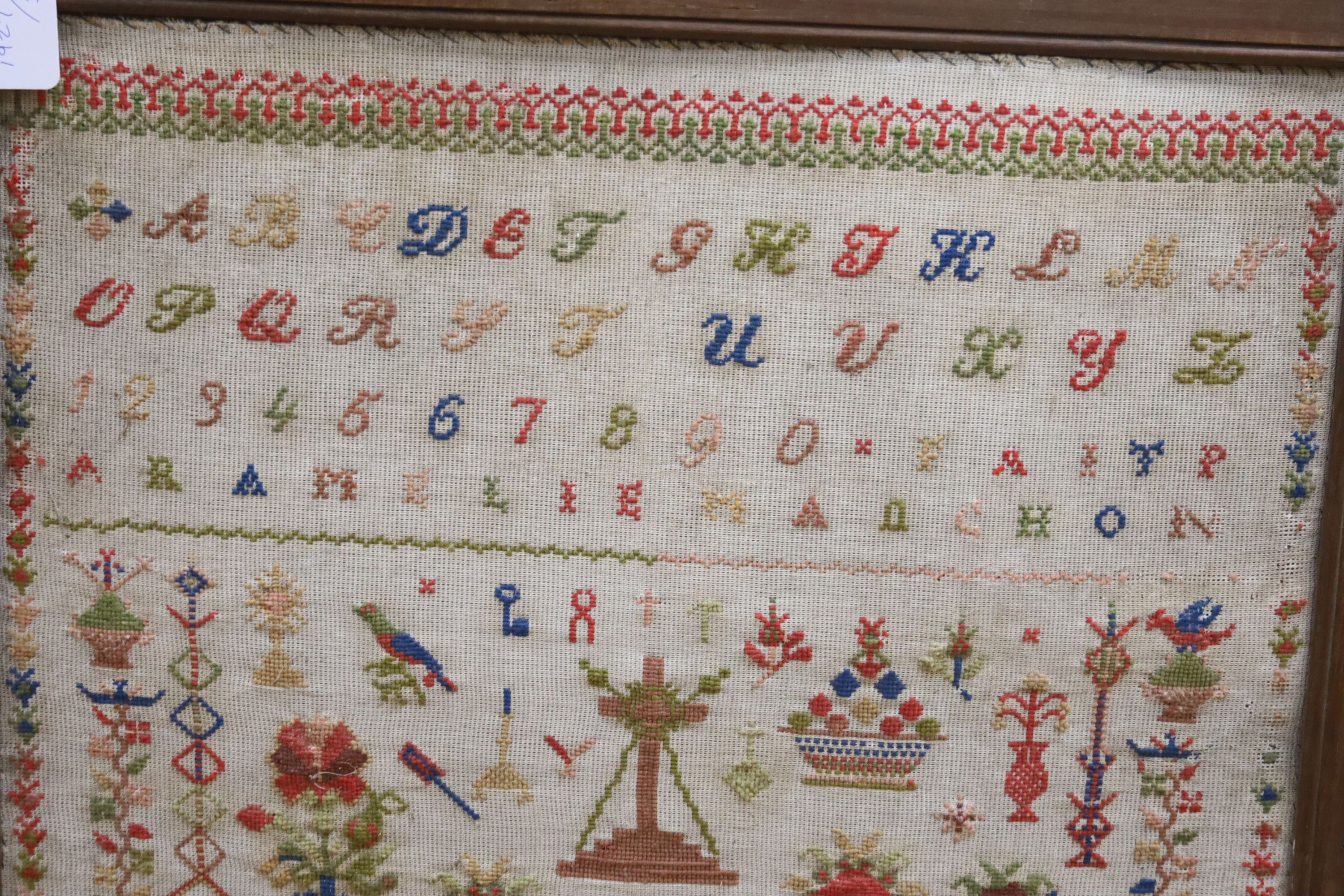 A French needlework sampler, dated 1860, Frame 84 x 67.5 cm - Bild 2 aus 4