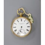 A Victorian engine turned 18ct gold open faced keywind pocket watch, by Vivier, London,case