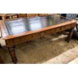 A Victorian mahogany partner's writing table with black leather inset top, length 180cm, depth