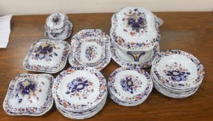 A Spode New Stone China part dinner service, c.1825,comprising a soup tureen, cover and stand, a