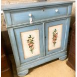 A 19th century French later painted pine side cabinet, width 103cm, depth 43cm, height 110cm