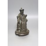 A Chinese bronze figure of an Emperor, height 21cm