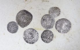 Six Medieval long cross halfpennies to groats and a Venetian Soldino (7)