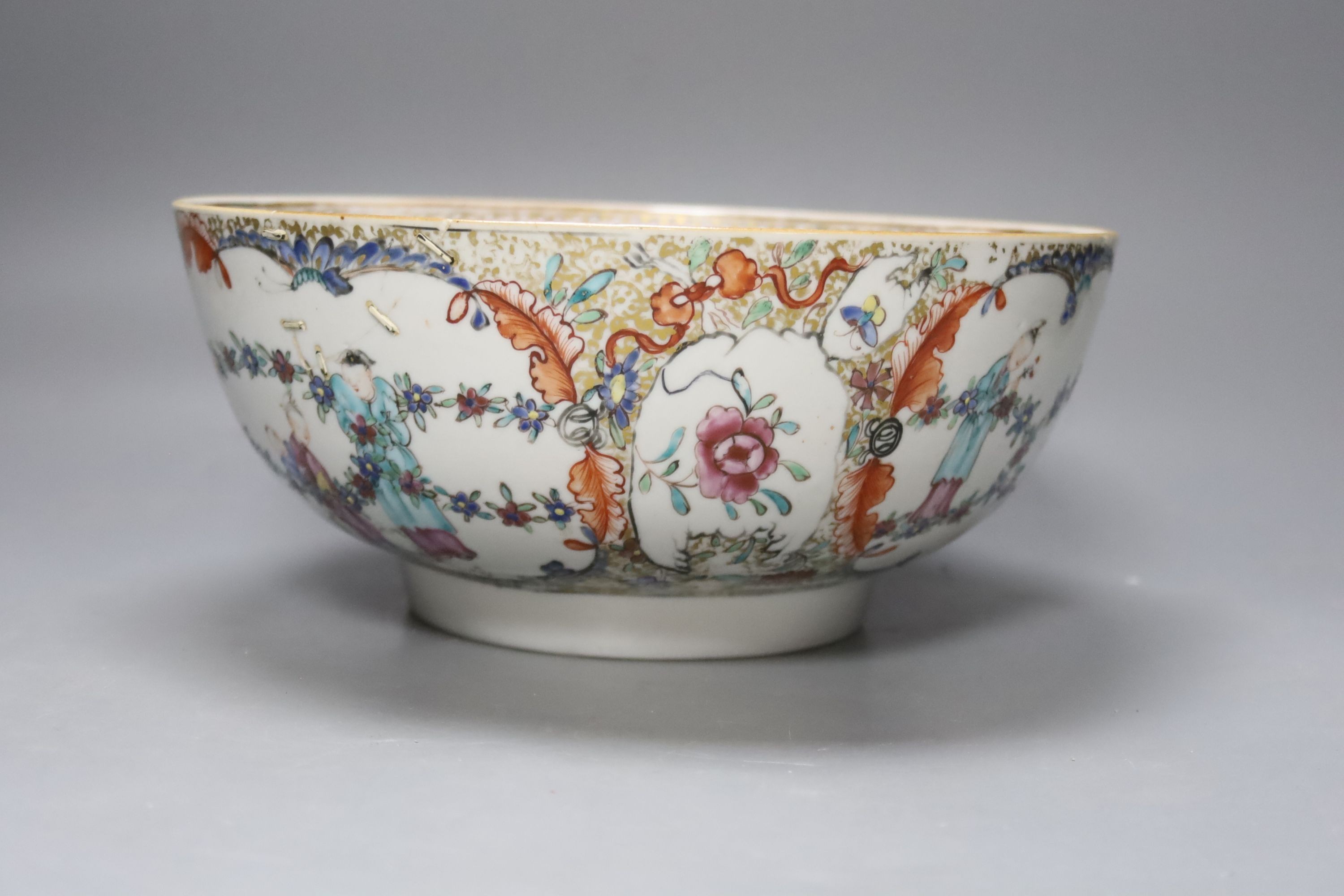 A Chinese blue and white pillow, an 18th century Chinese export bowl, diameter 26cm, and three - Image 7 of 8