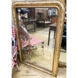 A 19th century French giltwood overmantel mirror, width 90cm, height 132cm