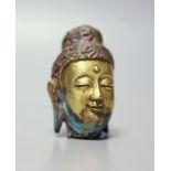 A Chinese gilt bronze Buddha's head, 6cm