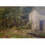 Alfred Feyen Perrin (1838-1918), oil on board, farmyard scene, signed, 24 x 35cm.