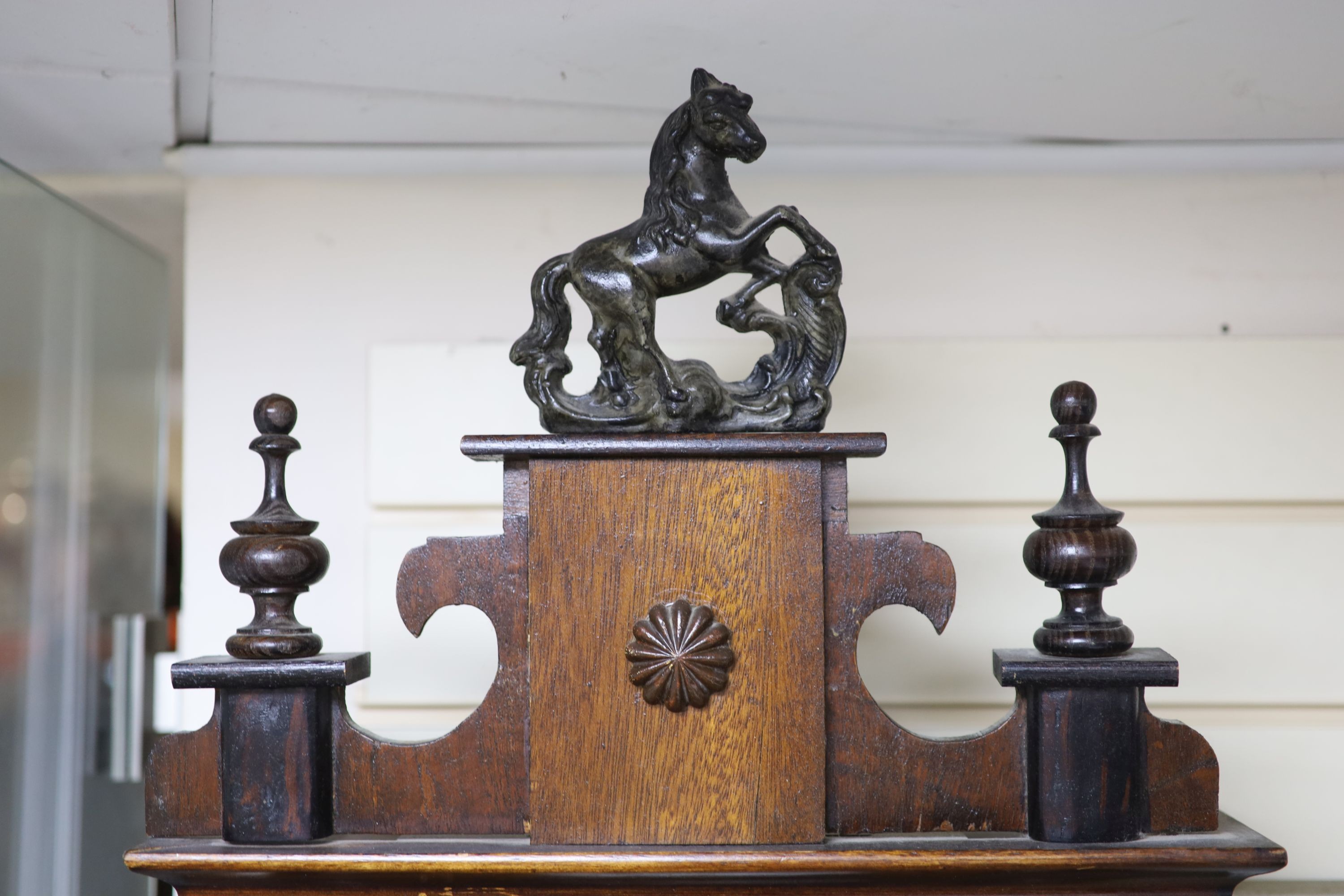 A 19th century Continental regulator in architectural walnut case, with key and gridiron pendulum, - Image 2 of 6