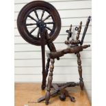 A 19th century beech and elm spinning wheel, height 92cm