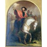 Italian School (19th century), Equestrian portrait of Garibaldi, oil on canvas,38.5 x 28.5cm