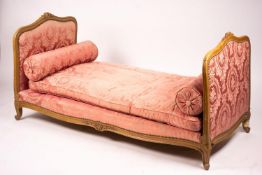 An early 20th century French carved beech daybed, length 174cm, depth 80cm, height 88cm