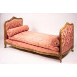 An early 20th century French carved beech daybed, length 174cm, depth 80cm, height 88cm