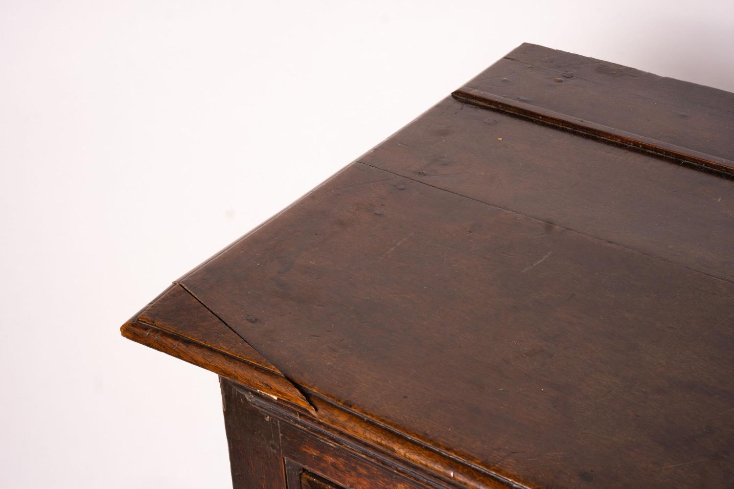 An 18th century oak low dresser on pole turned legs and pad feet, length 198cm, depth 53cm, height - Image 6 of 16