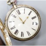 An early Victorian silver pair cased key wind verge pocket watch movement marked Ballard, Cranbrook,