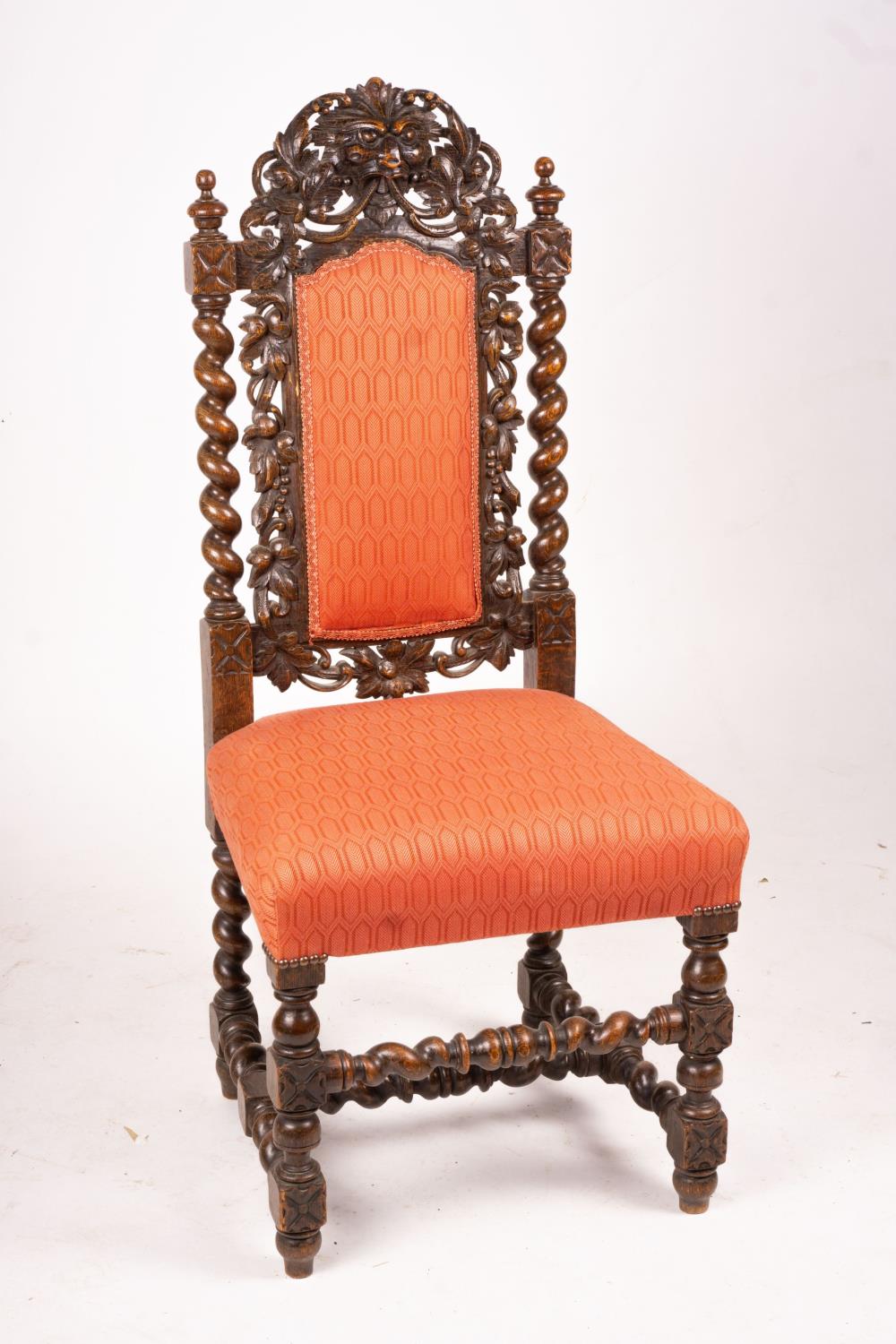 A set of four late 19th century Flemish oak barley twist dining chairs - Image 3 of 6