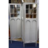 An early 20th century painted mirrored three fold dressing screen, maximum height 185cm