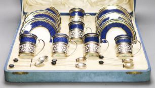 An Aynsley cased silver mounted coffee set