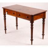 A Victorian mahogany two drawer side table, width 106cm, depth 52cm, height 73cm