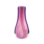 Elizabeth Graydon-Stannus, an unusual mottled pink and purple glass vase, circa 1930, of flattened