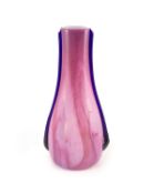 Elizabeth Graydon-Stannus, an unusual mottled pink and purple glass vase, circa 1930, of flattened