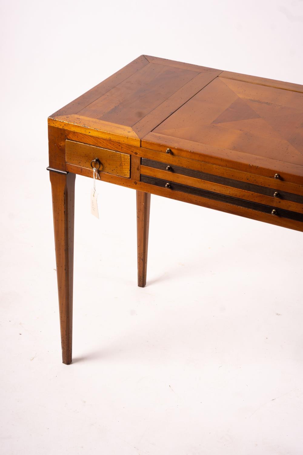 A George III style cherry wood games table with backgammon and chess interior, width 90cm, depth - Image 5 of 10