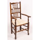 An 18th century style Lancashire ash and beech spindle back dining chair