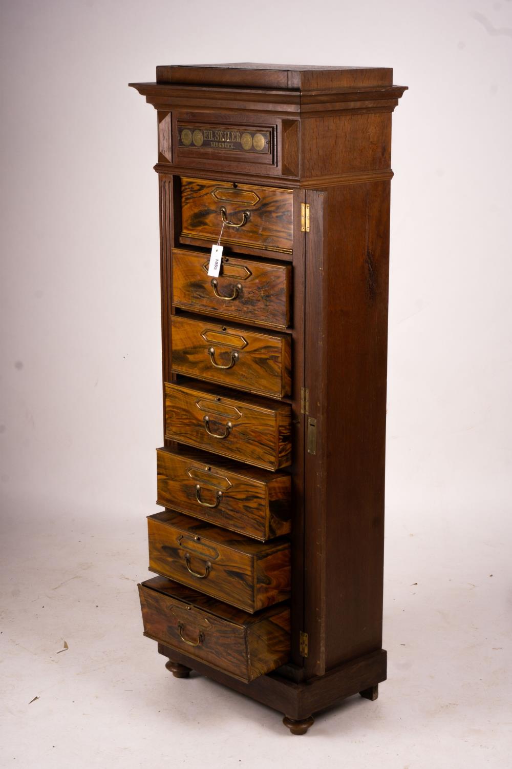 A late 19th / early 20th century oak and simulated walnut shop storage chest / filing cabinet, - Image 4 of 5