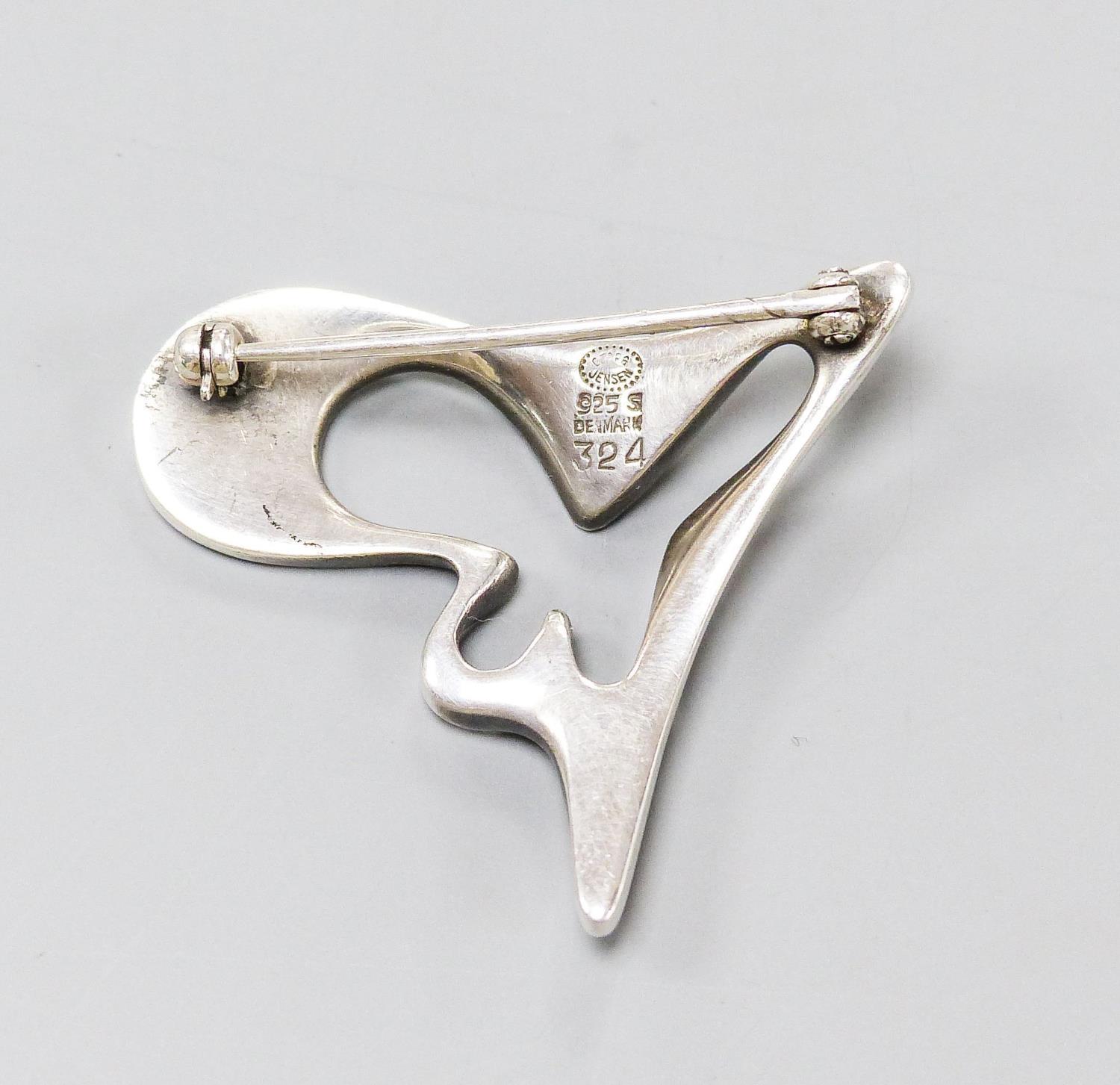 A Georg Jensen sterling amoeba brooch, no. 324, 40mm. - Image 2 of 2