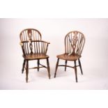 A mid 19th century ash and elm Derbyshire area Windsor elbow chair, together with a 19th century yew