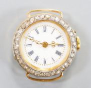 A lady's continental 18k and rose cut diamond set manual wind wrist watch, case diameter 26mm, gross