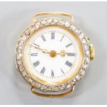 A lady's continental 18k and rose cut diamond set manual wind wrist watch, case diameter 26mm, gross