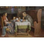 Henry Spernon Tozer (1854-1938), watercolour, 'The Evening Meal', signed and dated 1920, 23 x 33cm.