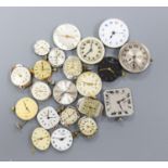 A small quantity of wrist watch movements including Baume & Mercier, Omega and Rotary.