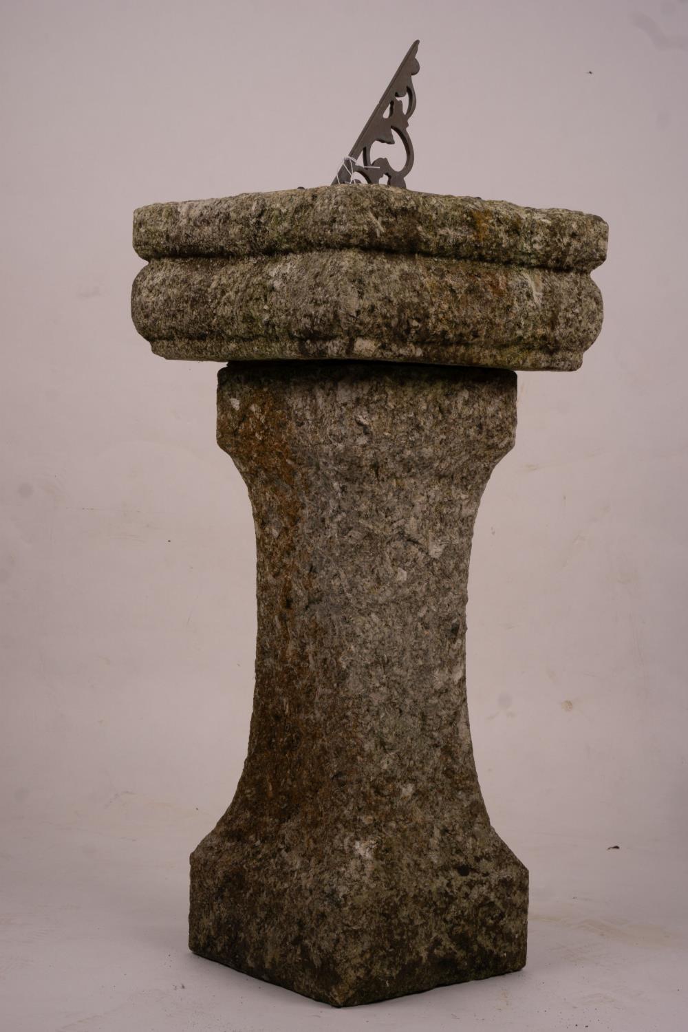 An octagonal sundial on reconstituted stone plinth, height 92cm - Image 4 of 7