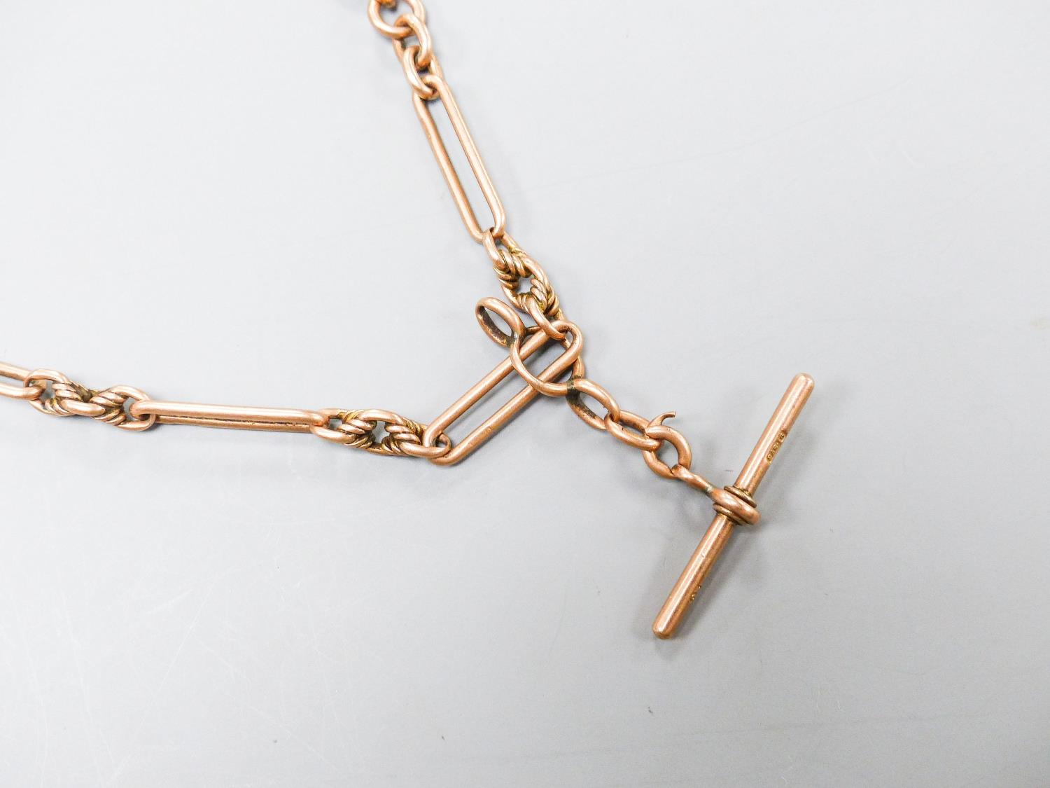 A 9ct rose gold albert, 47cm, 33 grams. - Image 2 of 3