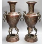 A pair of Japanese bronze vases, Meiji period40cm