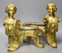 A pair of Louis XV style ormolu chenet26cm