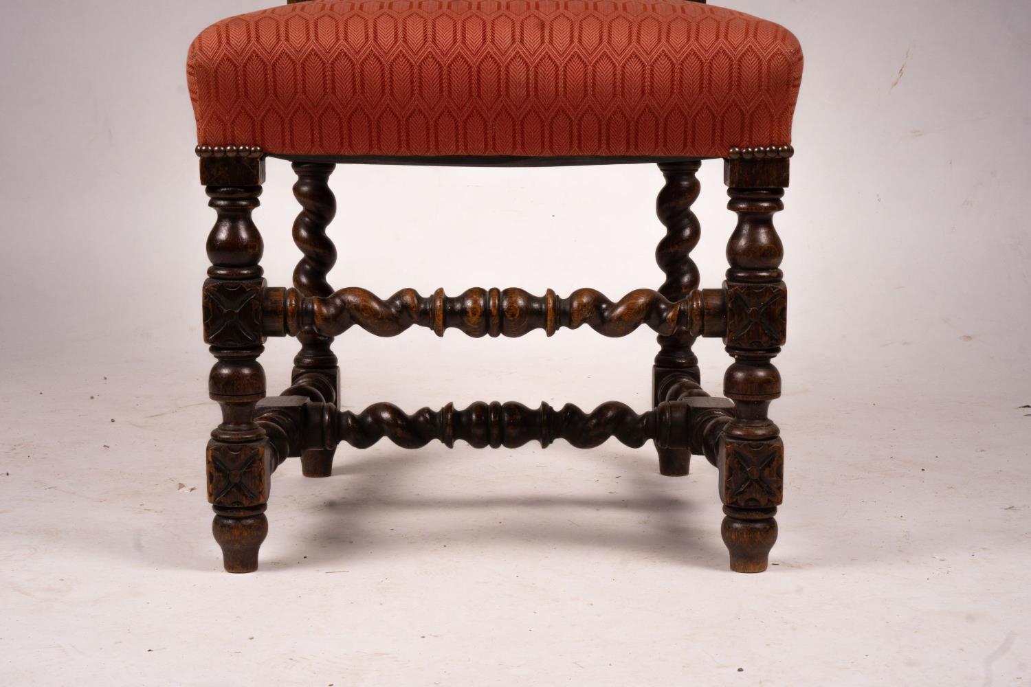 A set of four late 19th century Flemish oak barley twist dining chairs - Image 6 of 6