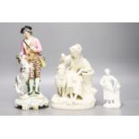 A Samuel Alcock parian group of a maid and sheep, a similar Minton biscuit group and a Samson