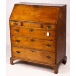 A George III inlaid mahogany bureau, width 88cm, depth 45cm, height 108cm