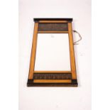 A Biedermeier style mirror with stencil decoration, width 51cm, height 109cm