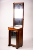A Victorian rosewood pier cabinet and mirror, width 56cm, depth 40cm, height 200cm