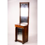 A Victorian rosewood pier cabinet and mirror, width 56cm, depth 40cm, height 200cm