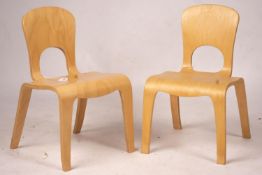 A pair of ‘Comunity’ ergonomic design children’s chairs, 55cm high max.