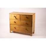 A Victorian pine bow front chest, width 104cm, depth 45cm, height 89cm