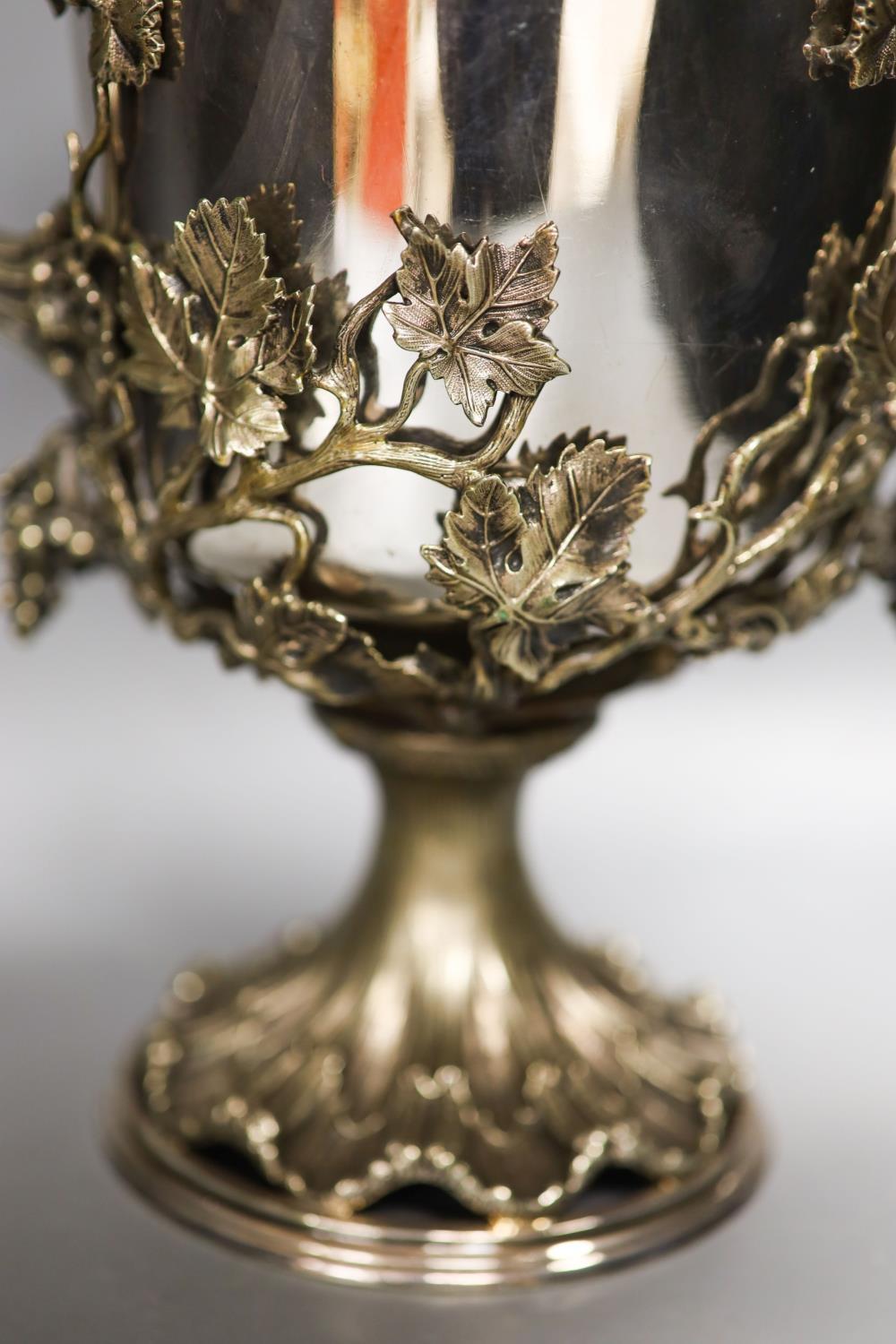 A Victorian campana shaped plated wine cooler, cast with fruiting vines28cm - Image 2 of 5