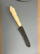 Victorian carved Ivory handled bread knife by Joseph Rodgers & sons33.5cm