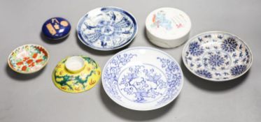 Assorted Chinese porcelain dishes and covers, Qing dynasty and later