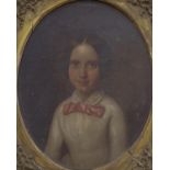 Victorian School, oil on canvas, Portrait of a young girl, to the oval, 22 x 18cm.