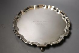 A George VI silver salver , with engraved inscription, Adie Bros. Birmingham, 1938, 25.4cm, 21oz.